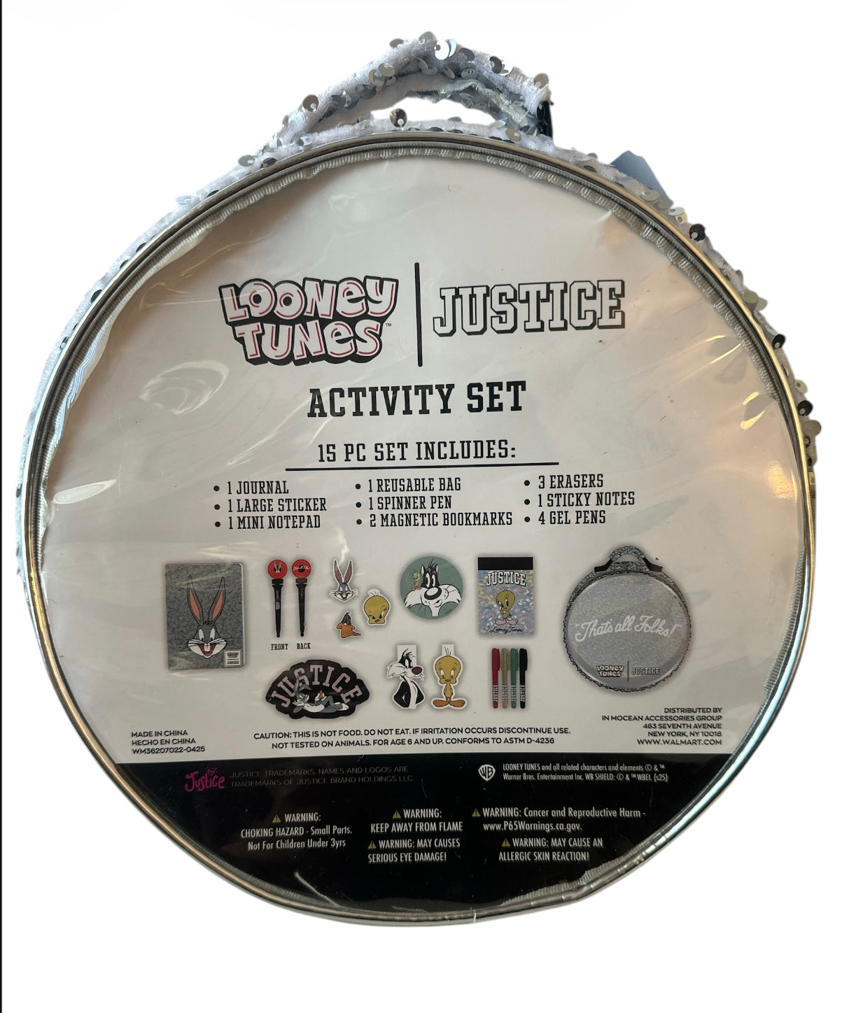 Justice Stationery Set with Looney Tunes Case – 15‑Piece, Unisex (Ages 6+)