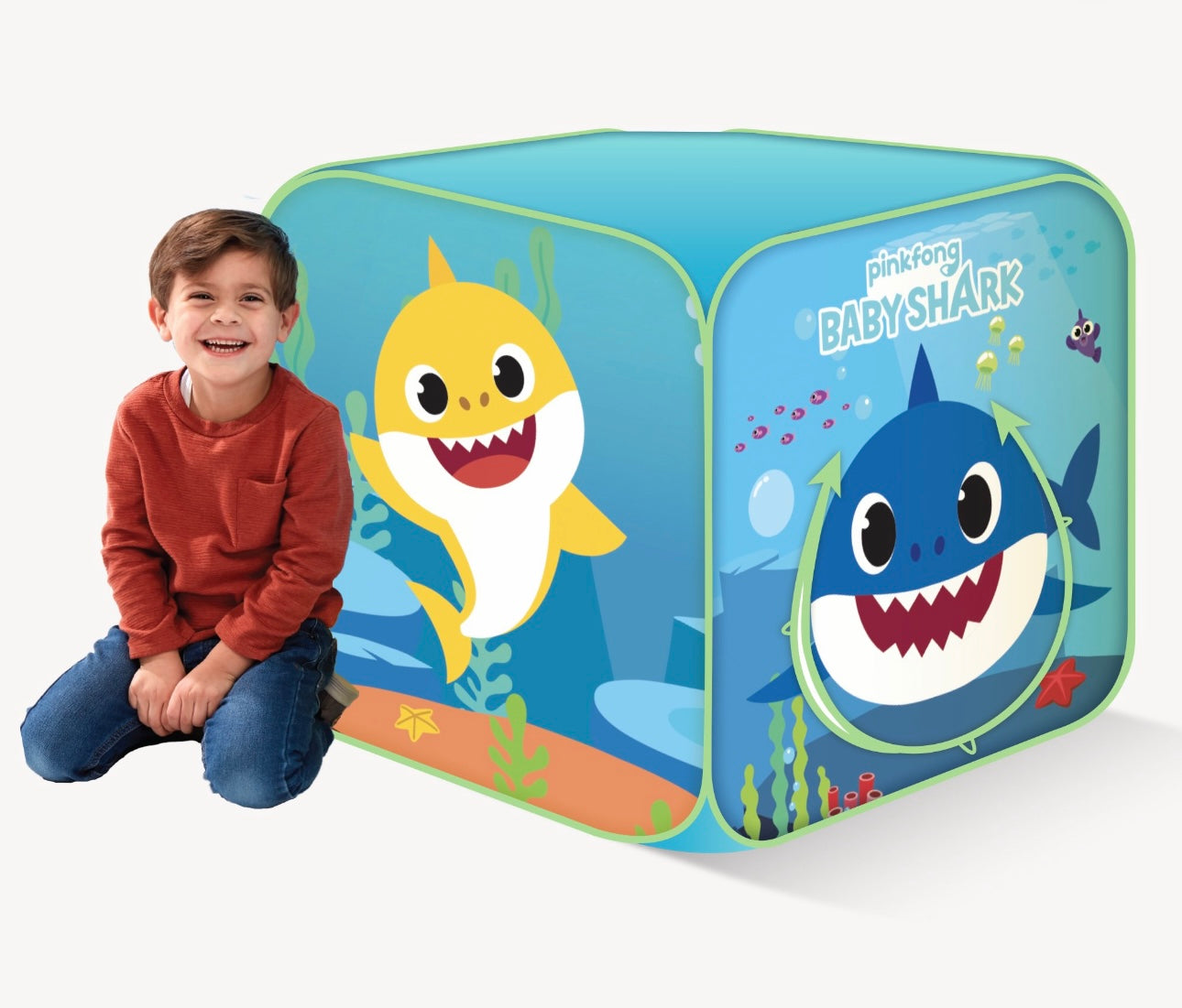 Playhut Pinkfong Baby Shark Classic Cube Pop‑Up Play Tent – Ages 3+