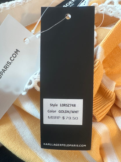 Karl Lagerfeld Paris Women’s Striped Knit Top with Crochet Lace Collar