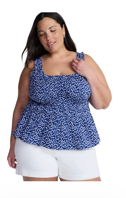 Women’s Plus Sleeveless Smocked Peplum Tank Top from Terra & Sky