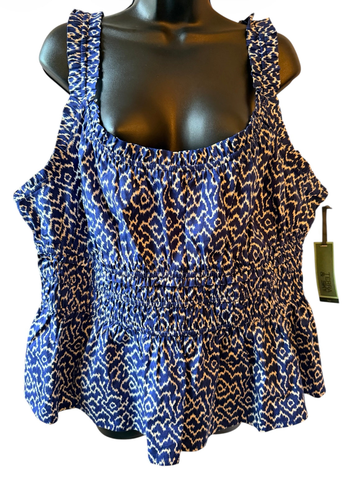 Women’s Plus Sleeveless Smocked Peplum Tank Top from Terra & Sky
