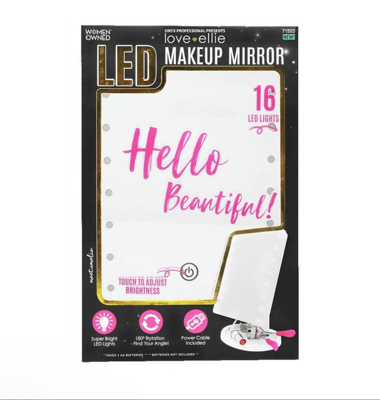Onyx Professional Love Ellie “Amelia” LED Vanity Makeup Mirror – White