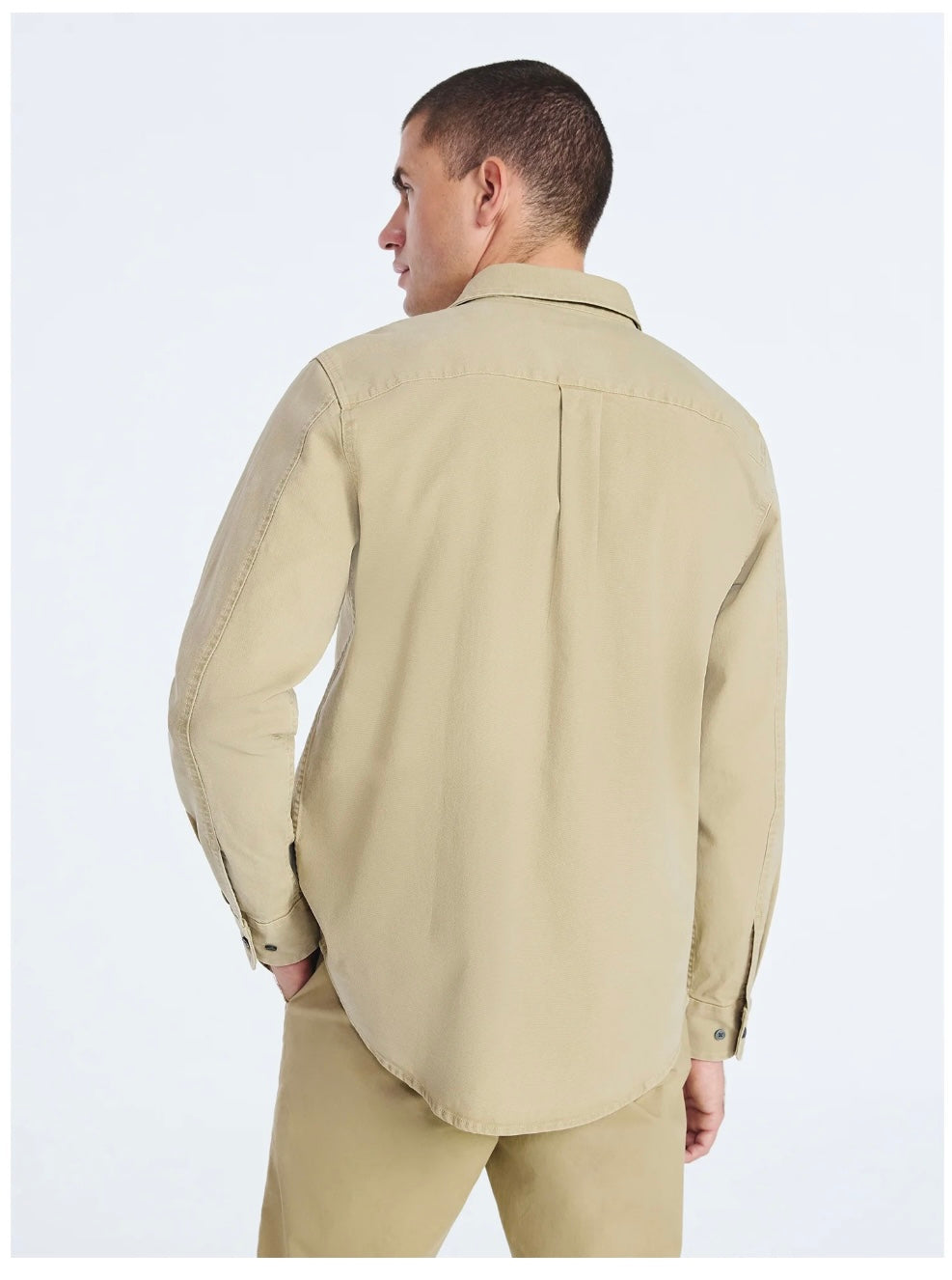 Free Assembly Men's Two Pocket Woven Shirt with Long Sleeves