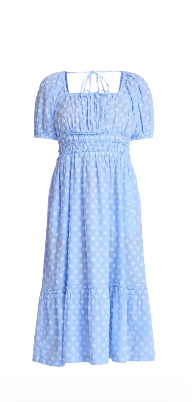 Time and Tru Women’s Puff Sleeve Square Neck Midi Dress