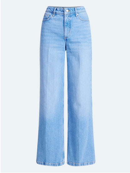 Free Assembly Women's High Rise Relaxed Wide Leg Jeans with Front Crease