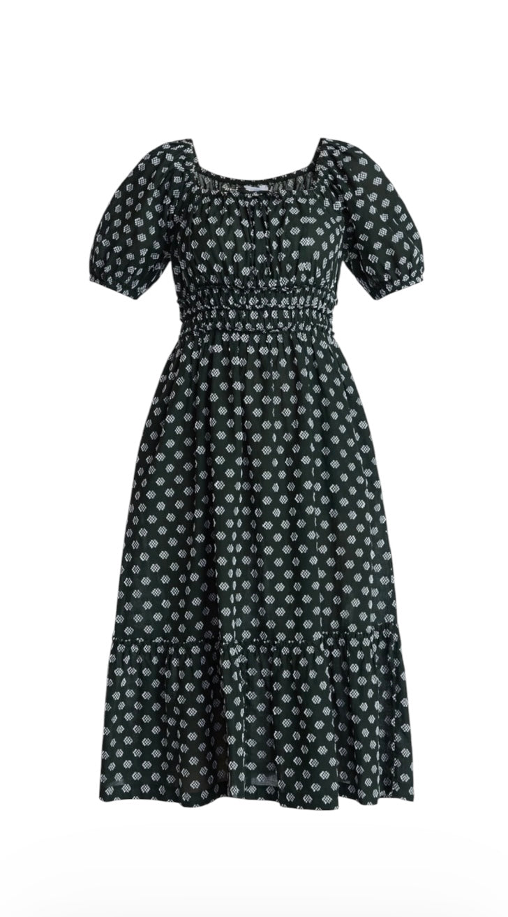 Time and Tru Women’s Puff Sleeve Square Neck Midi Dress
