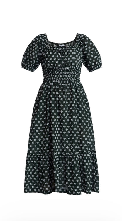 Time and Tru Women’s Puff Sleeve Square Neck Midi Dress