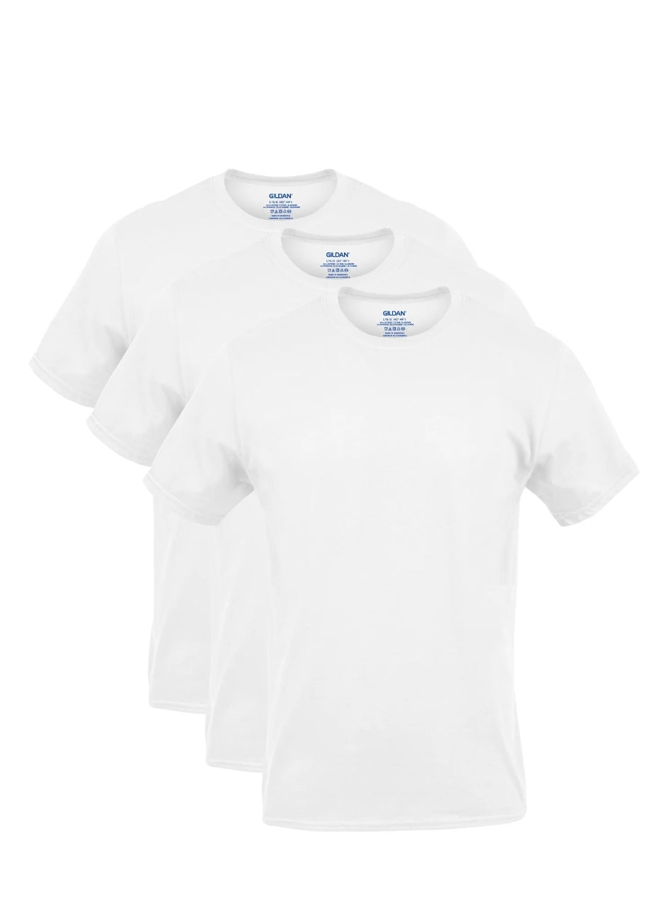 Gildan Men's Cotton Stretch Crew Neck Tee with Short Sleeves, 3-Pack
