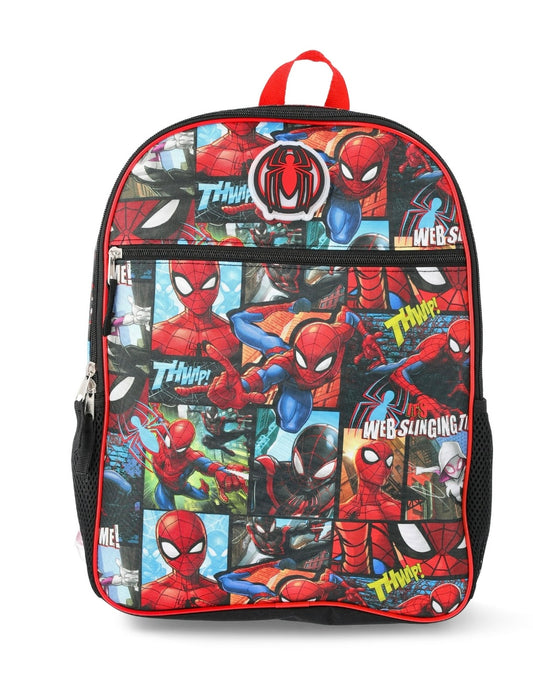 Spider-Man Boys 16" Laptop Backpack with Light Up Badge, Red