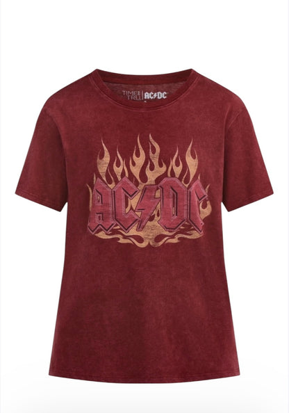 Women's AC/DC Flames Graphic Tee from Time and Tru