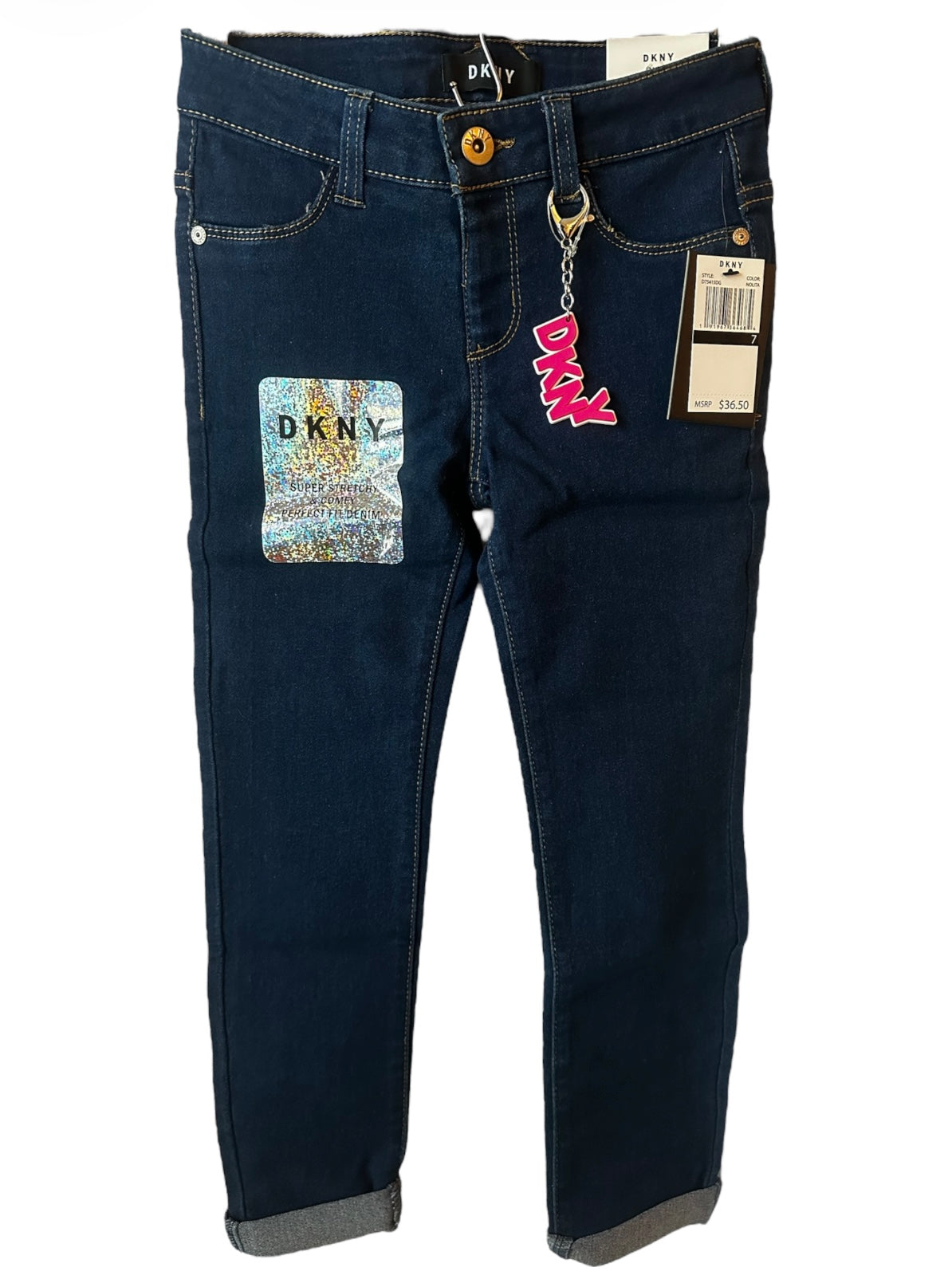 DKNY Girls Full-Length Stretch Denim Jeans – Regular Rise