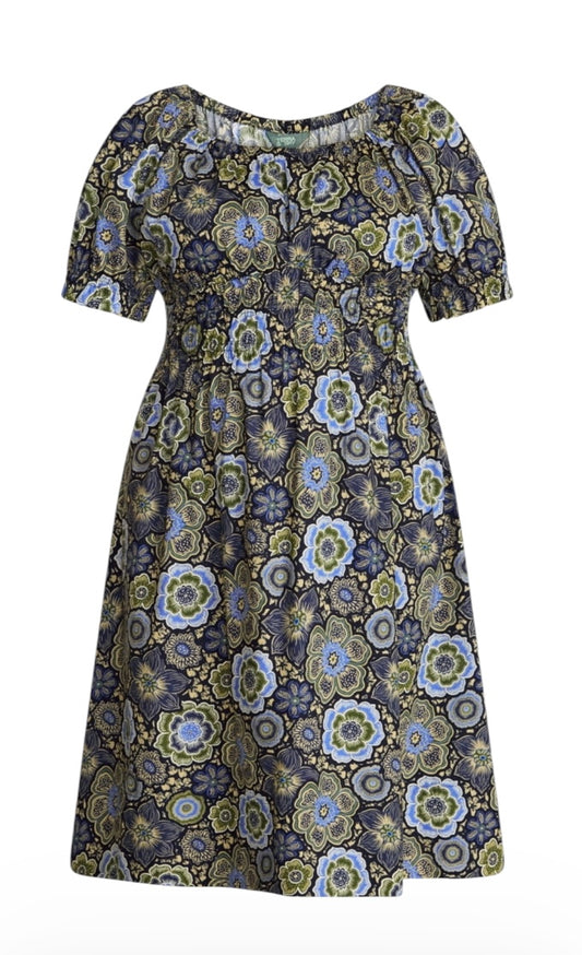 Women’s Plus Smocked Cotton Midi Dress with Short Puff Sleeves from Terra & Sky