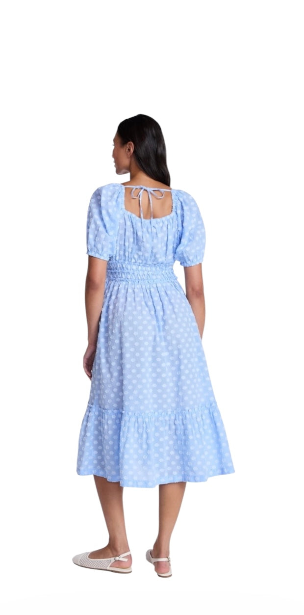 Time and Tru Women’s Puff Sleeve Square Neck Midi Dress