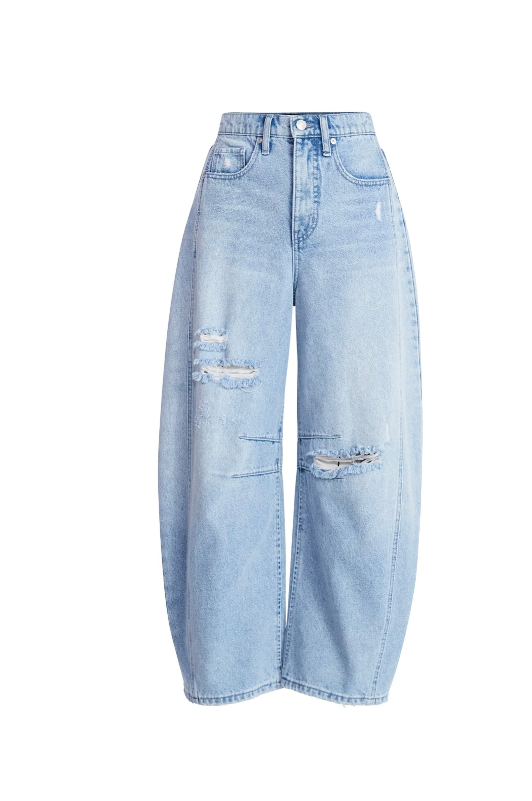 Scoop Women’s High-Rise Ankle Barrel Jeans with Distressed Details
