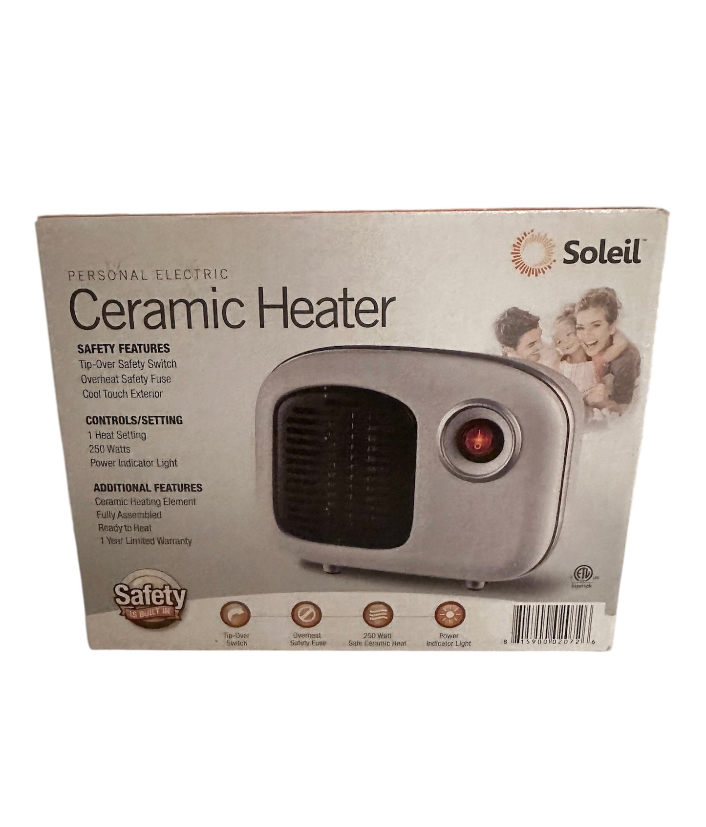 Soleil Electric Personal Ceramic Mini Heater 250W Indoor