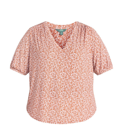 Terra & Sky Women's Plus Size V Neck Tee with Elbow Sleeves
