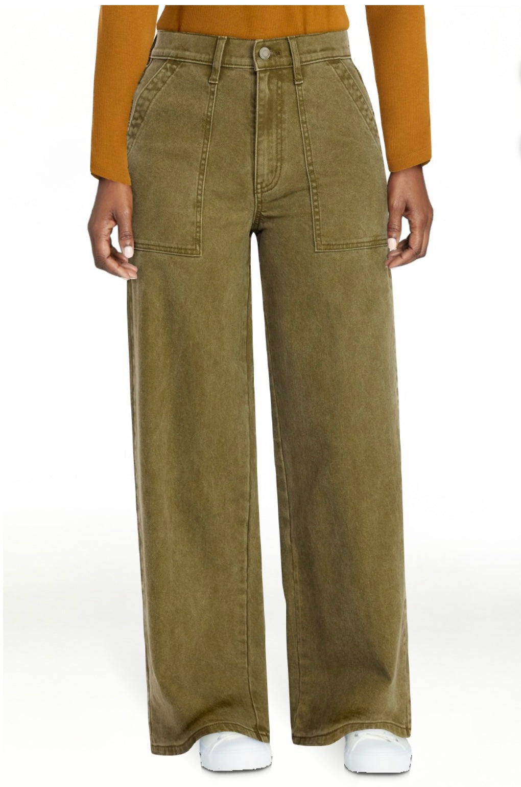 Time and Tru Women's Wide Leg Utility Trousers, 31" Inseam