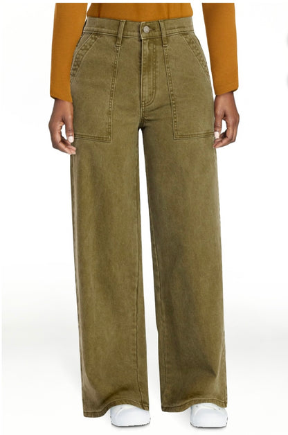 Time and Tru Women's Wide Leg Utility Trousers, 31" Inseam