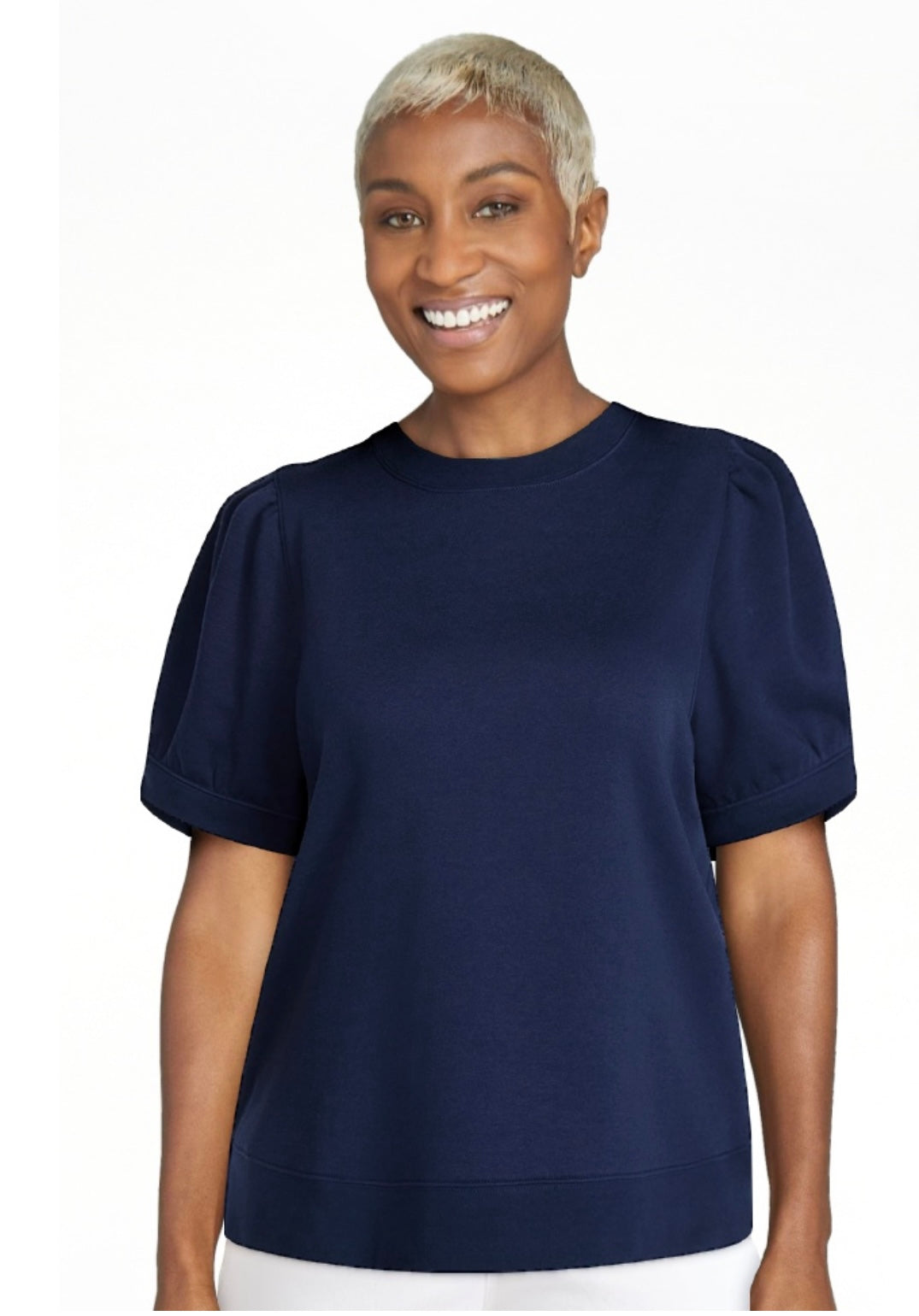 Terra & Sky Women's Plus Size Sweatshirt with Short Puff Sleeves