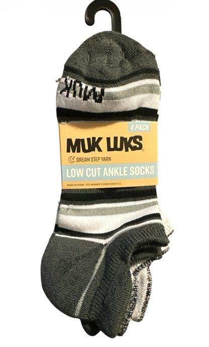 MUK LUKS Women's 4-Pack Dream Step Low-Cut Ankle Socks
