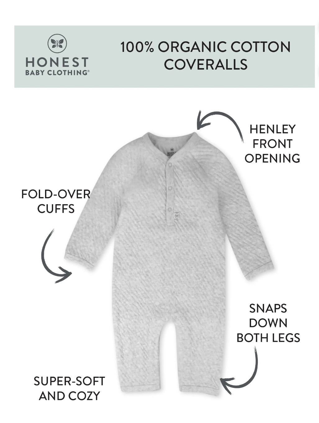 Honest Baby Organic Cotton Matelassé Coverall – Gender Neutral