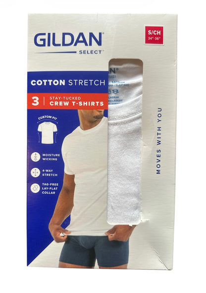 Gildan Men's Cotton Stretch Crew Neck Tee with Short Sleeves, 3-Pack