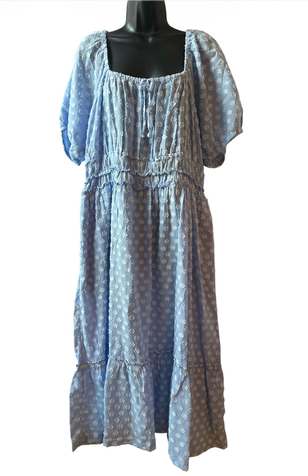 Time and Tru Women’s Puff Sleeve Square Neck Midi Dress