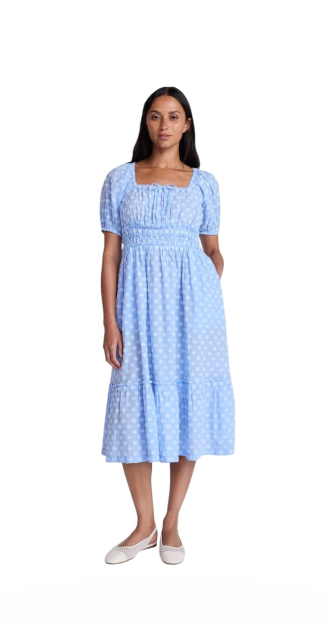 Time and Tru Women’s Puff Sleeve Square Neck Midi Dress