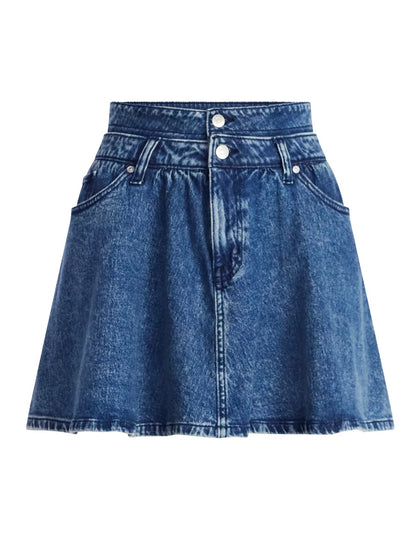 Scoop Women's Denim Mini Skirt with Double Waistband