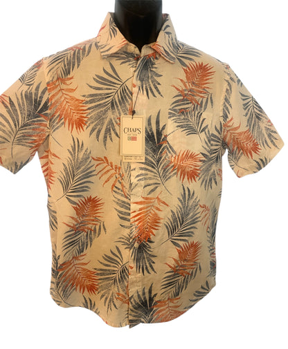 Chaps Men’s Linen-Blend Printed Woven Shirt