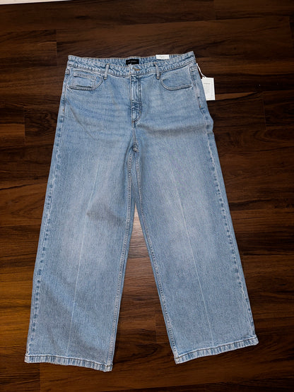 Free Assembly Women's High Rise Relaxed Wide Leg Jeans with Front Crease