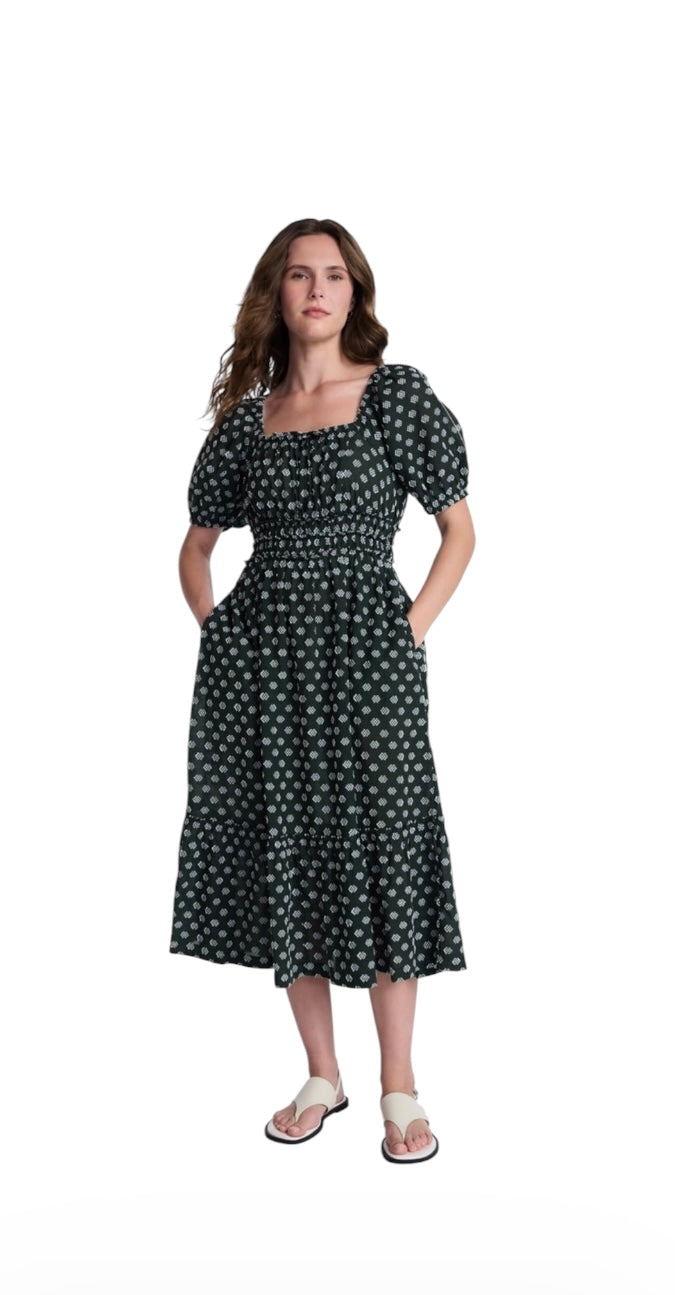 Time and Tru Women’s Puff Sleeve Square Neck Midi Dress