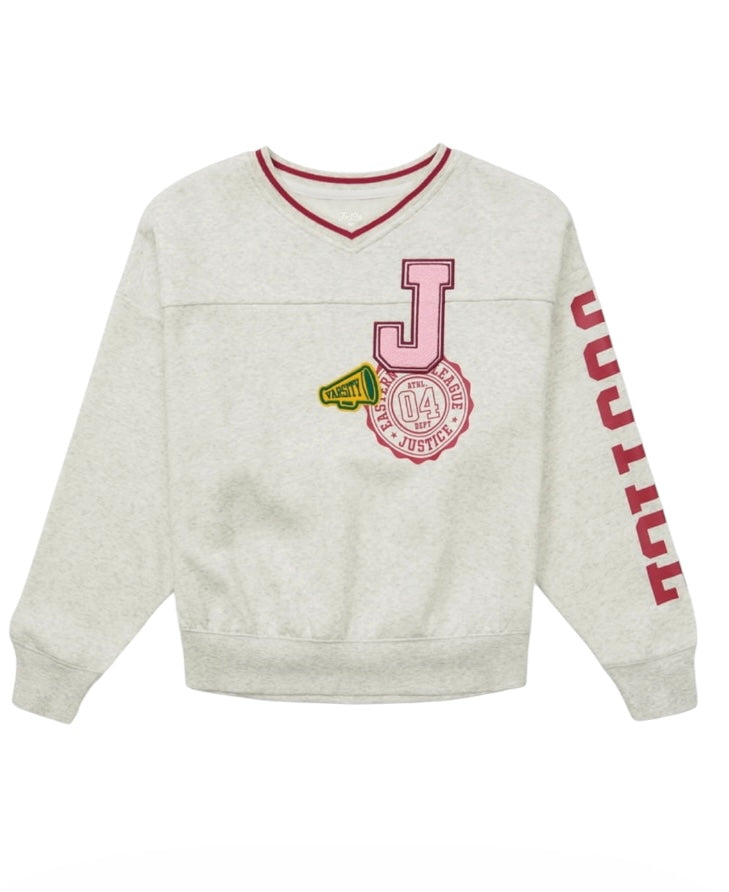Justice Girls Varsity V-neck Sweatshirt
