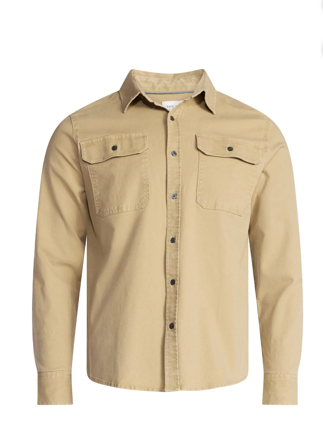 Free Assembly Men's Two Pocket Woven Shirt with Long Sleeves