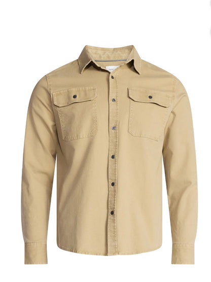 Free Assembly Men's Two Pocket Woven Shirt with Long Sleeves