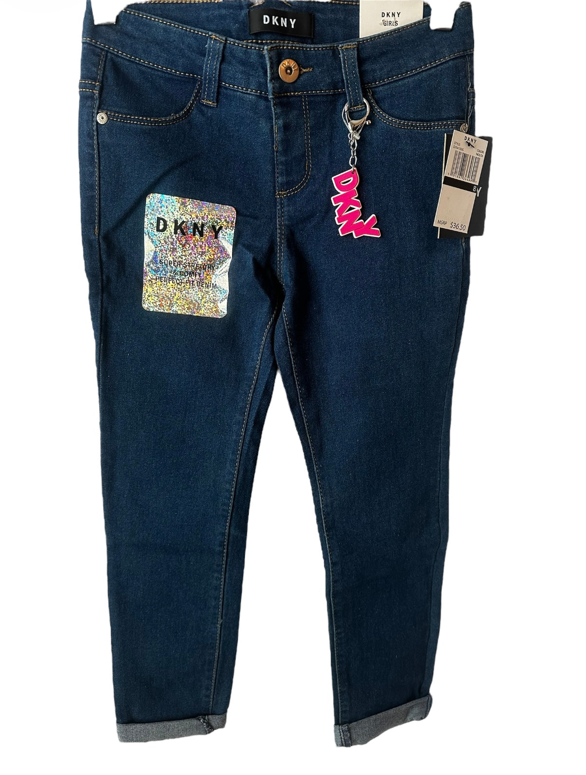 DKNY Girls Full-Length Stretch Denim Jeans – Regular Rise