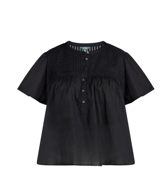 Terra & Sky Women’s Pleated Yoke Top with Short Flutter Sleeves