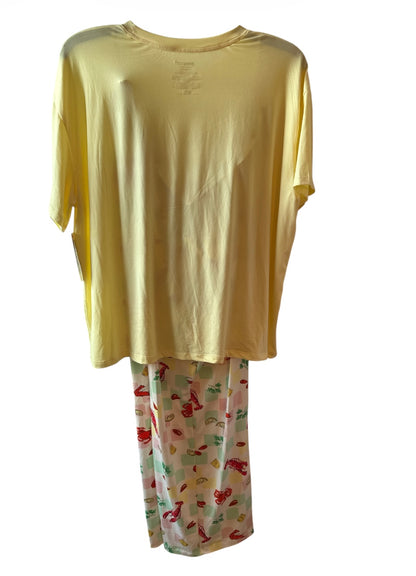 Dreamy Soft Collection Short Sleeve Sleep Top and Open Leg Pants Pajama Set for Women from Joyspun