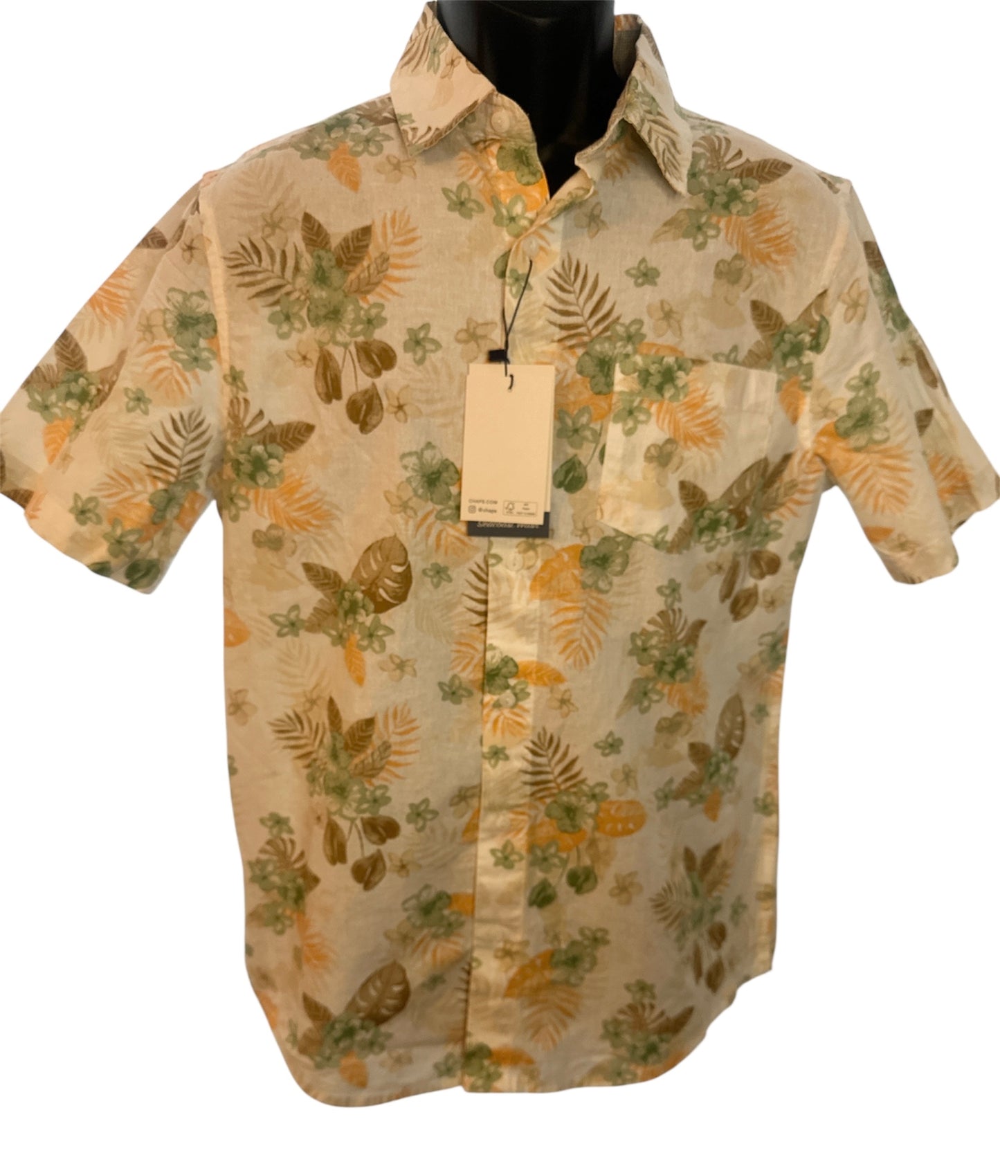 Chaps Men’s Linen-Blend Printed Woven Shirt
