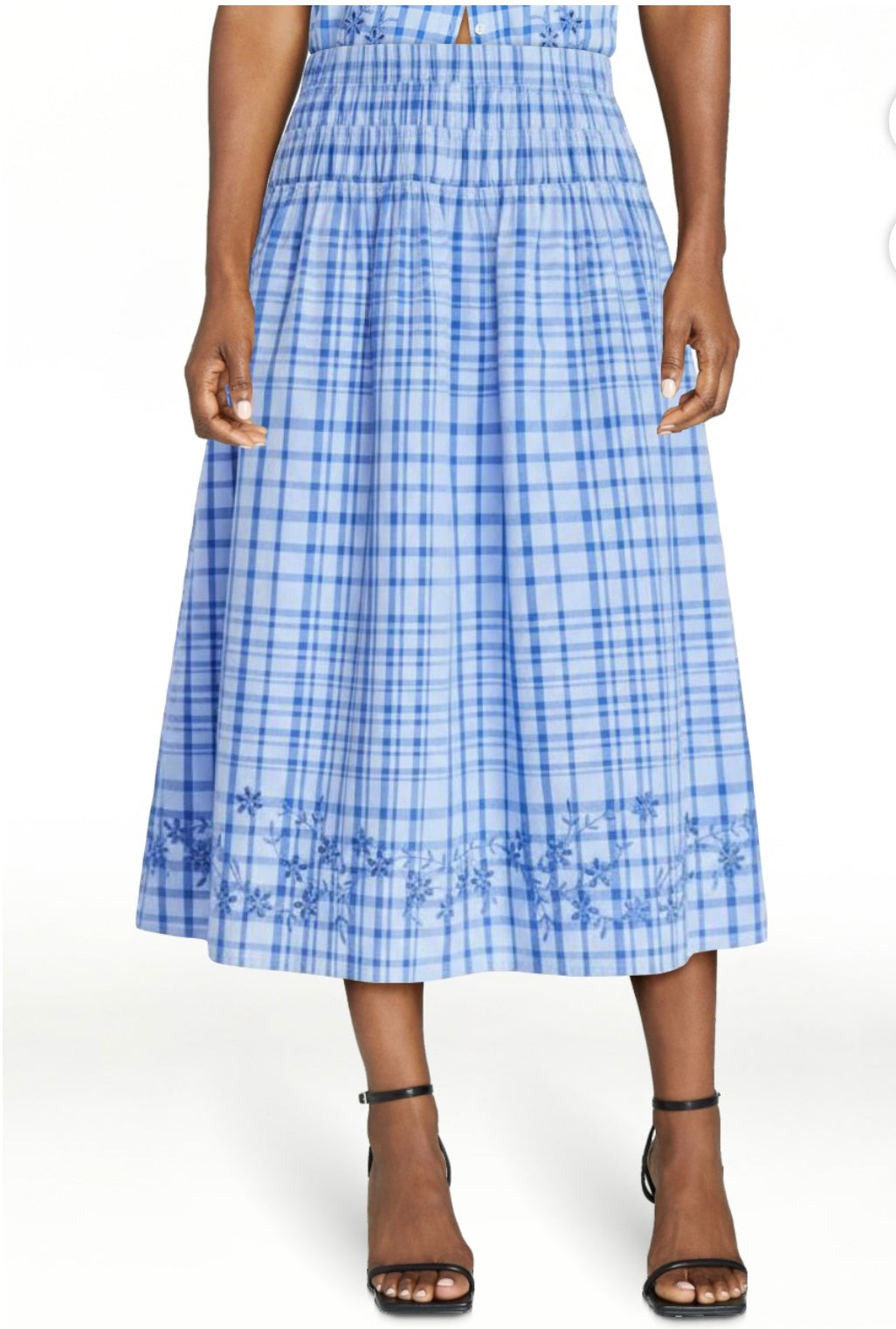Free Assembly Women's Embroidered Crop Top and Cotton Maxi Skirt Set