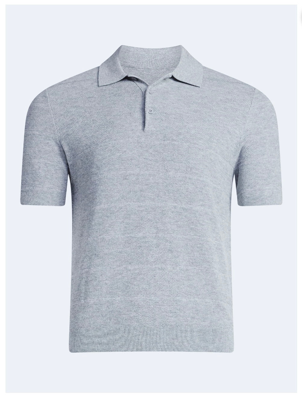 Free Assembly Men's Textured Stripe Polo Sweater with Short Sleeves