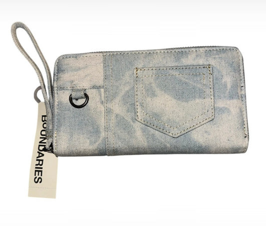No Boundaries Light Wash Denim Zip Wallet Wristlet