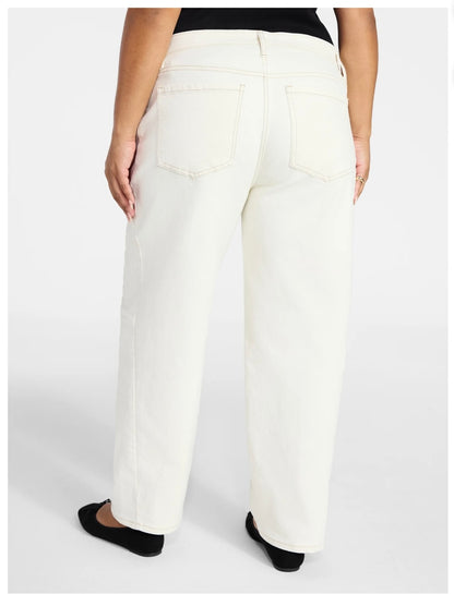 Terra & Sky Women's Plus Size High Rise Barrel Jeans, 28" Inseam