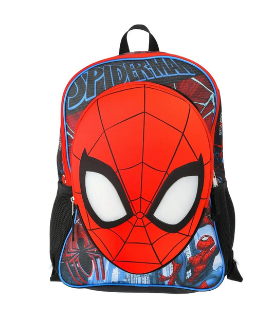 Marvel Spider‑Man Mask Boys’ Light‑Up 17” Backpack – Black/Red