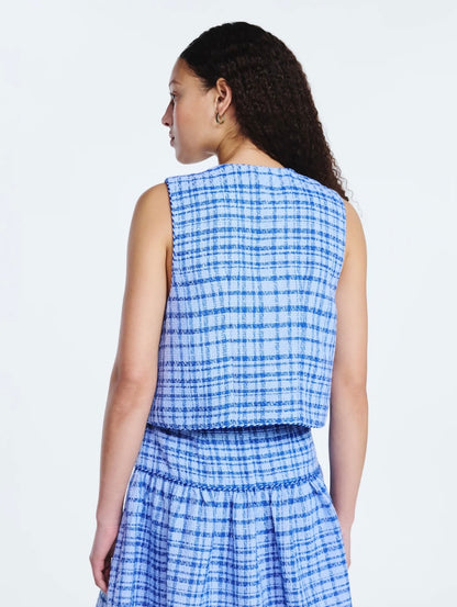 Free Assembly Women's Tweed Mini Skirt and Sleeveless Front Tweed Shell Top Set