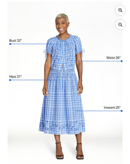 Free Assembly Women's Embroidered Crop Top and Cotton Maxi Skirt Set