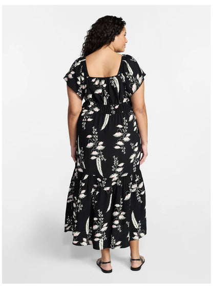 Terra & Sky Women's Plus Size Sweetheart Maxi Dress with Flutter Sleeves