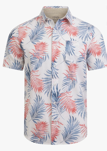 Chaps Men’s Linen-Blend Printed Woven Shirt