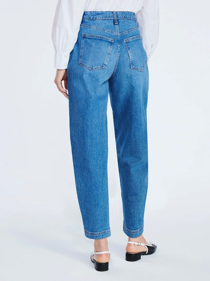 Free Assembly Women's Mid Rise Wide Hem Barrel Jeans, 28" Inseam