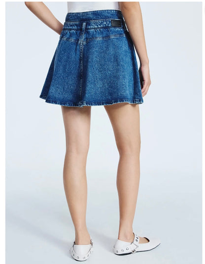 Scoop Women's Denim Mini Skirt with Double Waistband